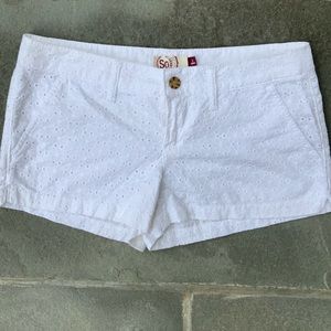 White eyelet shorts